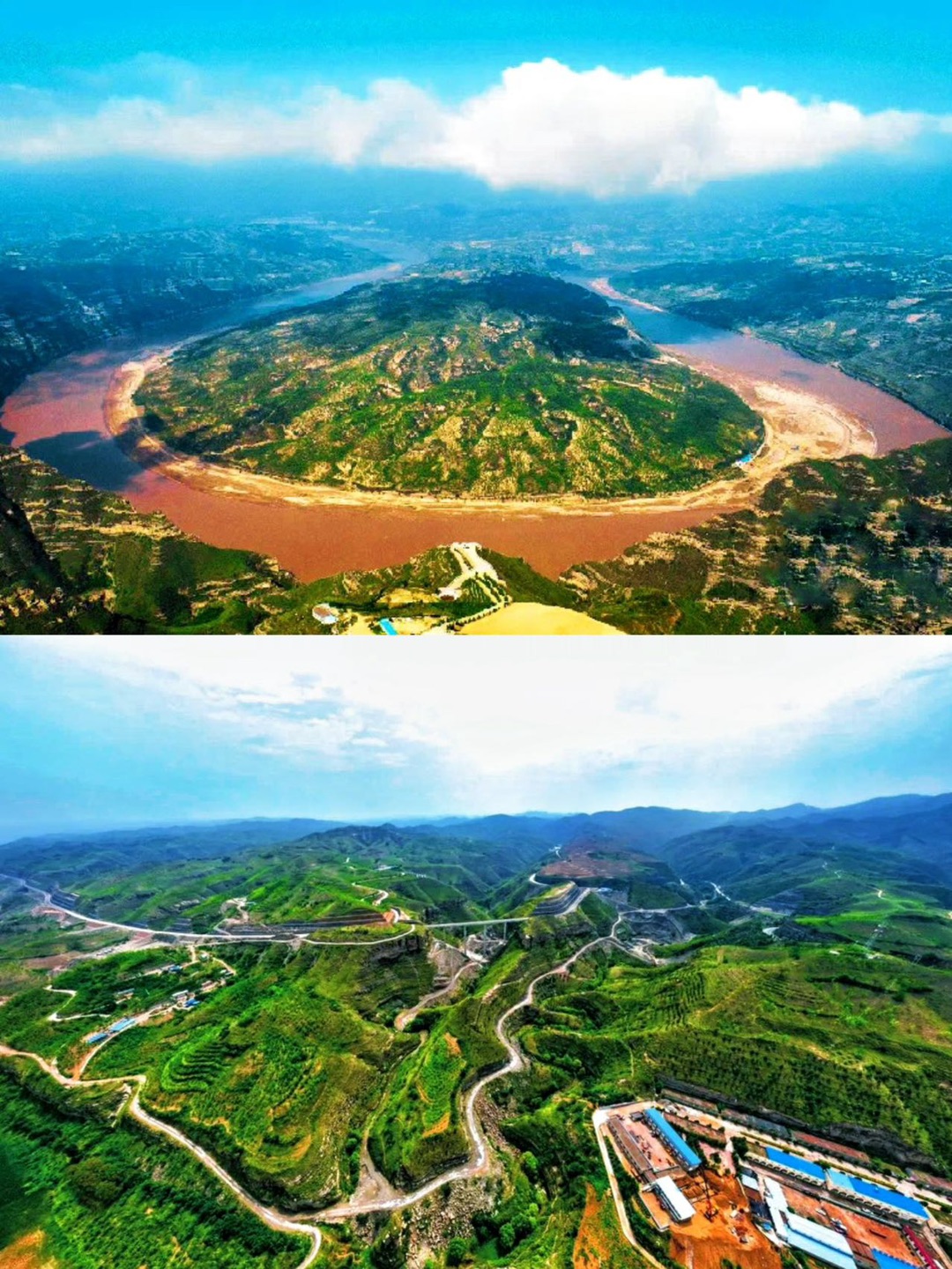 九曲黄河第一湾，最美最奇石楼湾⛰️｜ 晋西高原，峰峦如涛，绵延不绝。 黄河巨浪，呼啸而过，逝者如斯，亘古不息。 · 黄河在石楼湾画出了最柔美的身姿。在沟壑丛生、悬崖断壁的黄士高原中有一条岩黄一般的河流不断蜿蜒曲展，在这个湾头垂悬回转，远远看去像是给穿着绿色时装的青年系上的一条围巾，而这个河湾中独立的绿洲又像是凝向远方、威严仁立的一位战士。 · 这段黄河希望在迷宫般的大山中突围，无奈坚石挡住了去路。...