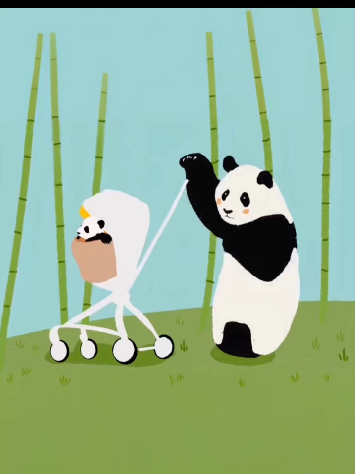 福宝，这是推着谁呢？真有大姐姐样！