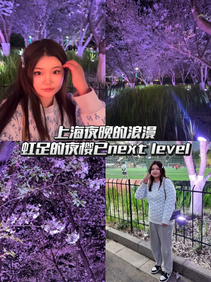 上海夜晚的浪漫！虹足的夜樱已经美疯啦……