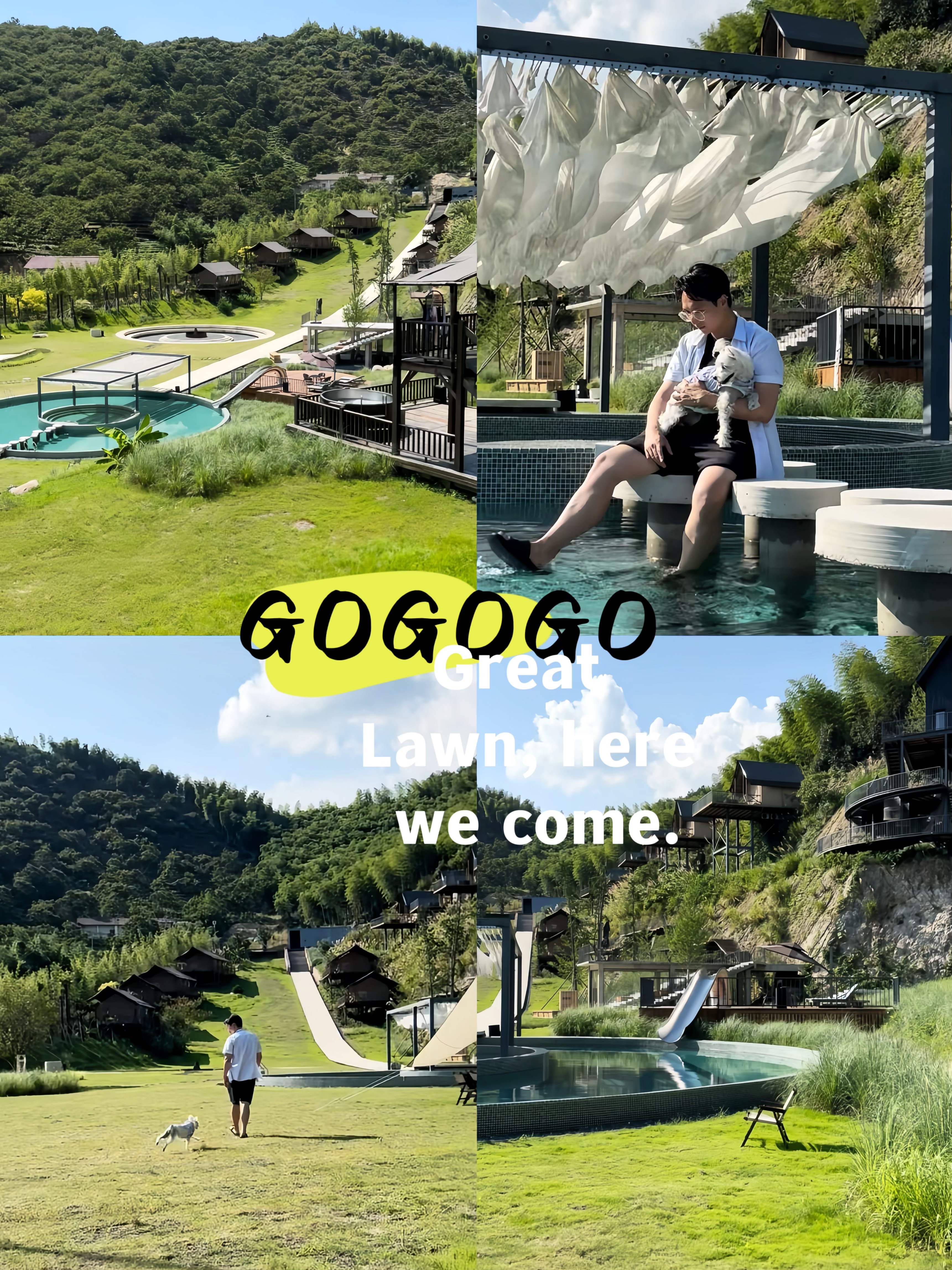 带修狗躺进绿色大草坪的童话世界！🏕️