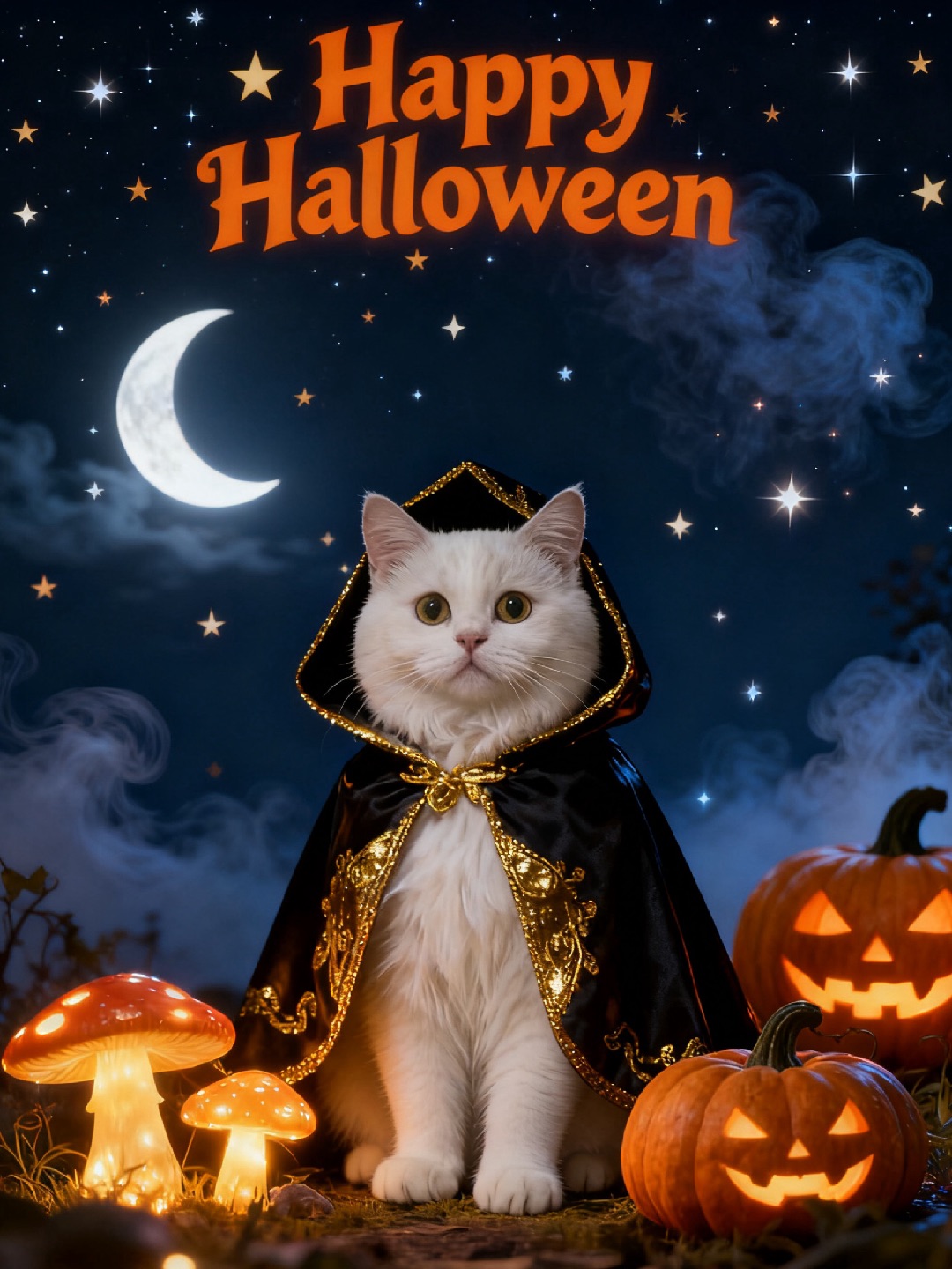 当猫咪穿上万圣节披风