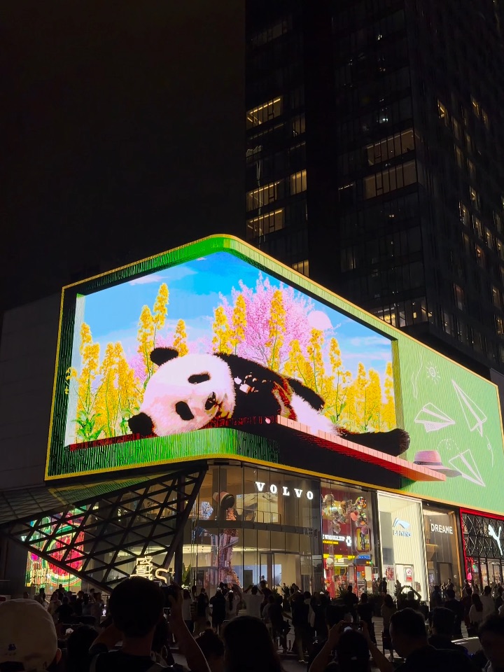 成都太古里裸眼3d熊猫！这也太可爱了吧！！