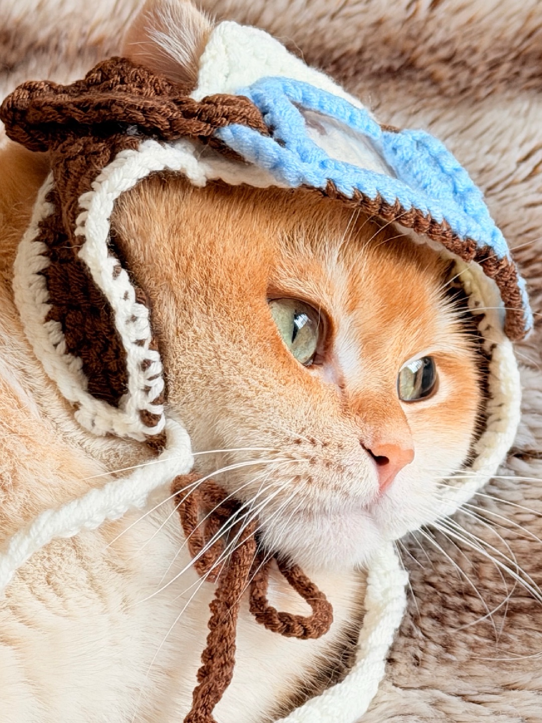 👑 这顶手工编织的“战神头盔”一戴，变成“毛茸茸小可爱”