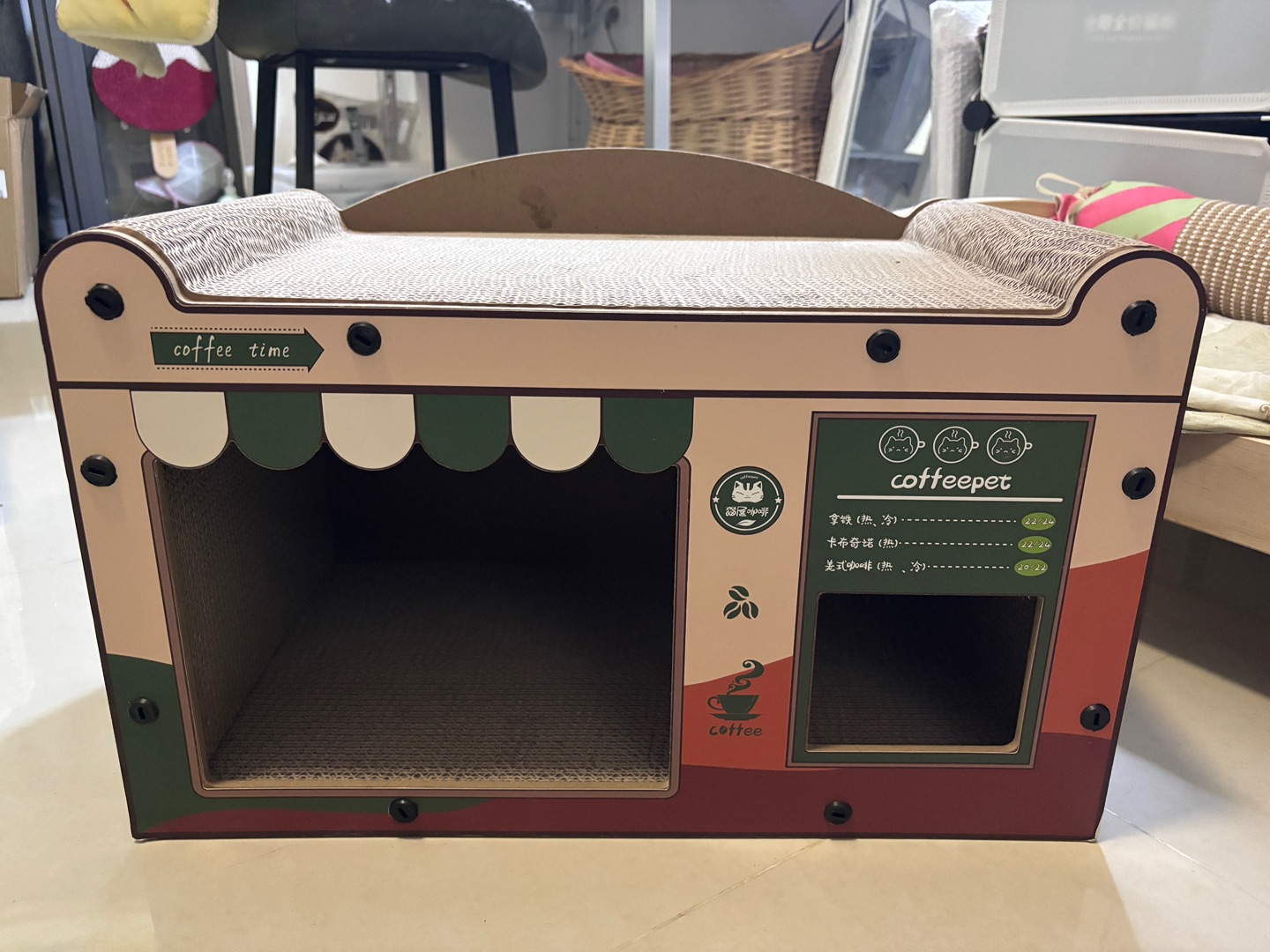 一体式咖啡屋猫抓板猫窝测评