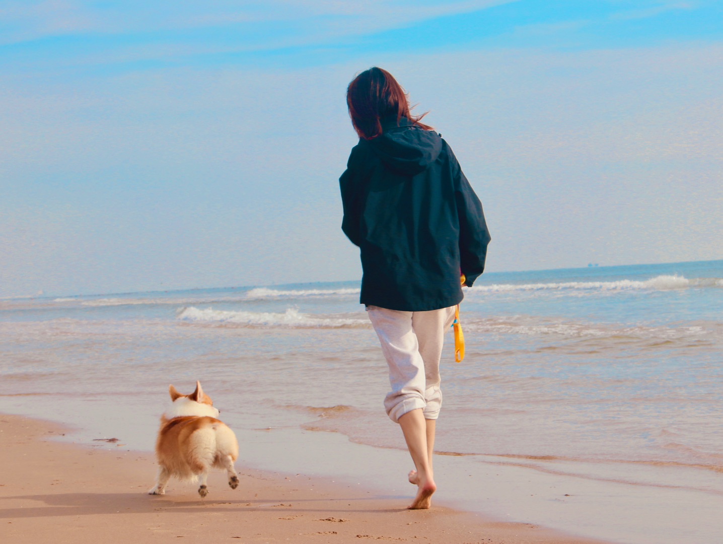 是我和小狗一起向往的海边啊～