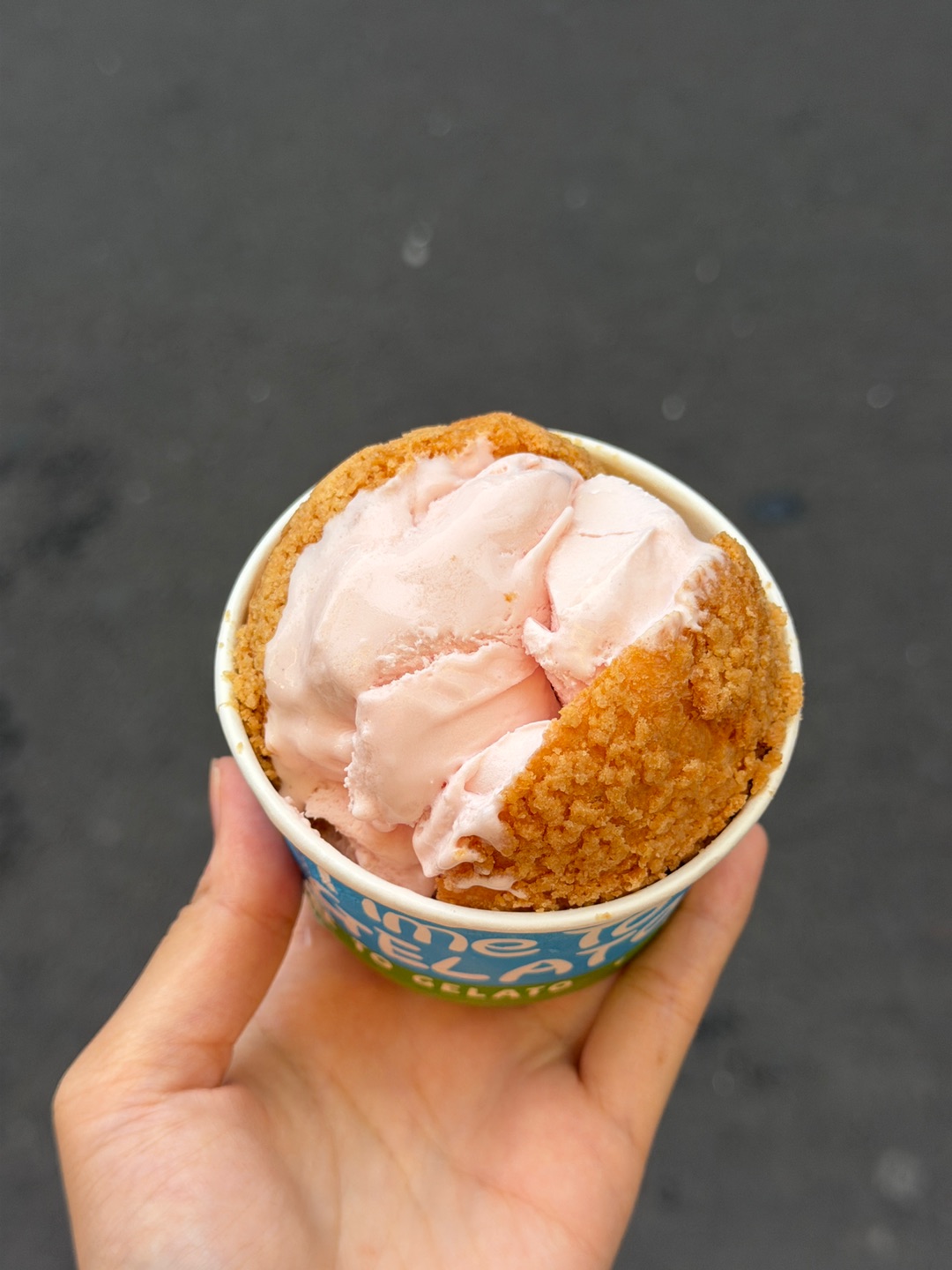 赏华泡芙蜜桃乌龙冰淇淋泡芙 一口咬下去酥到掉渣 香浓细腻入口即化 奶油不会很甜腻 - 🏠：赏华泡芙 📍：赤坎区岭师西门