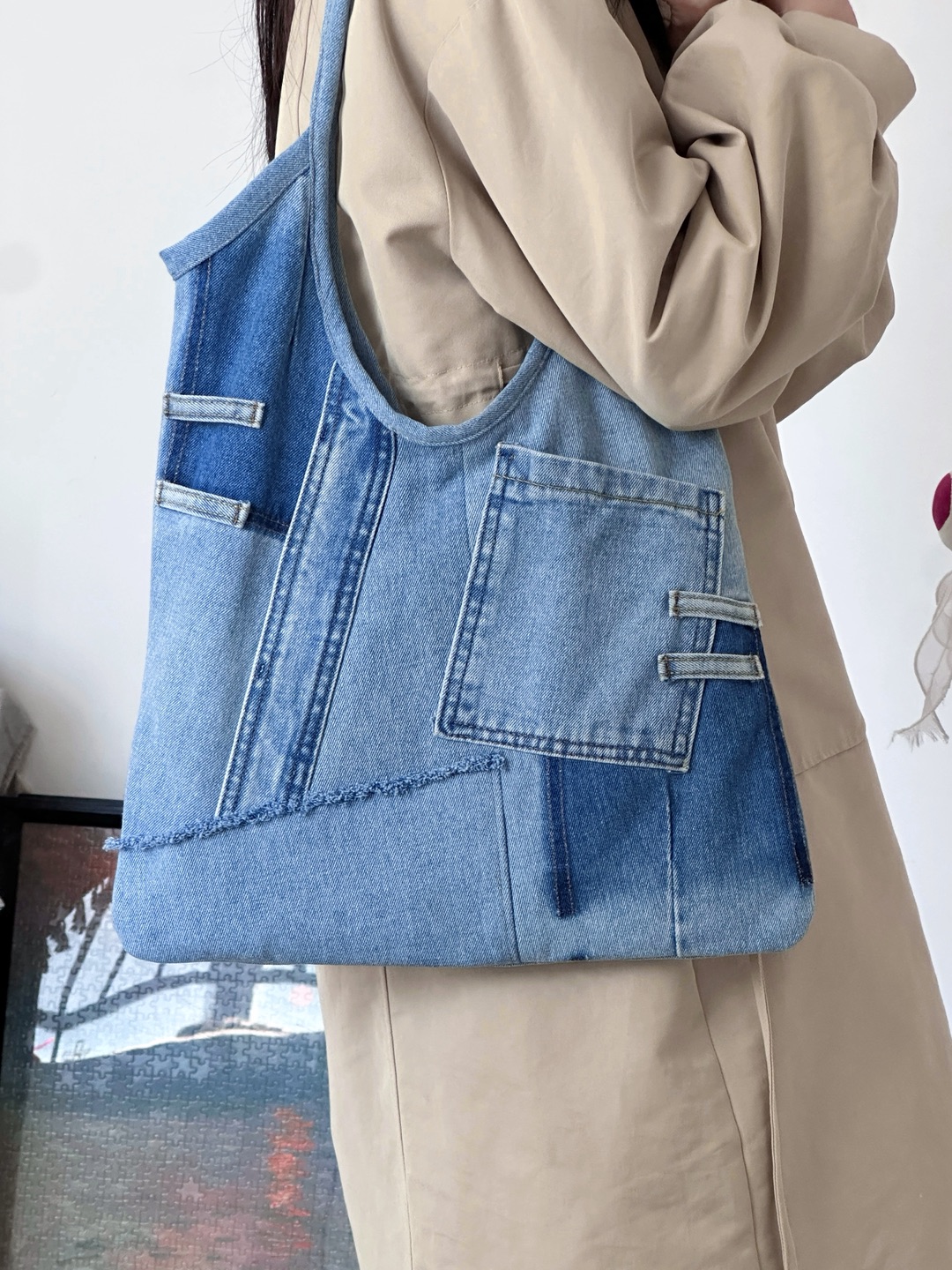 旧物改造👖把不穿的牛仔改成托特包吧💼