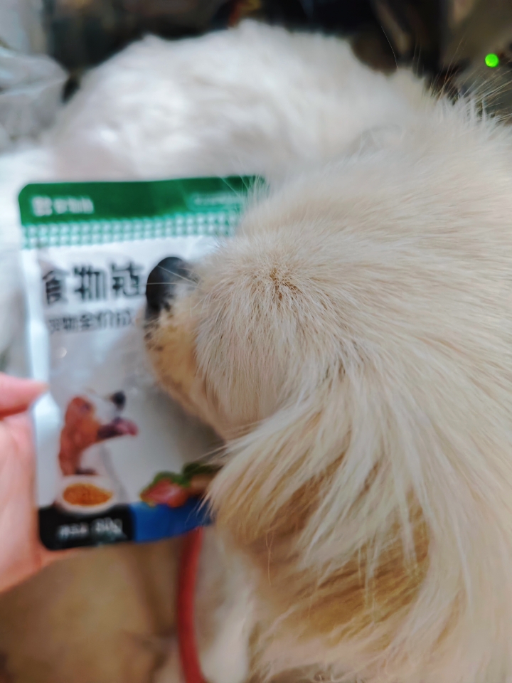 #FOODCHAIN/食物链  给毛孩子试了食物链小仙豆F60+鸡肉鱼肉款，真的很不错！人食用级食材，鲜肉含量高，还添加果蔬。80℃低温鲜煮，Q弹小肉丸，营养留存好，狗子超爱。充氮独立小包装，保鲜又便携。低胆固醇低脂，还添加后生元，呵护肠胃，推荐！