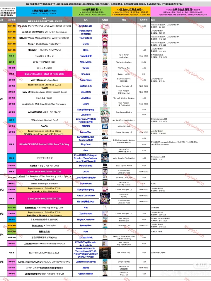 2505行程表