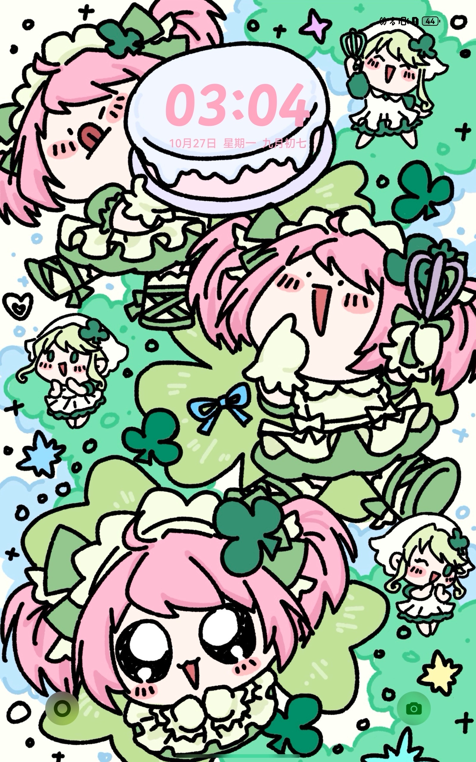 画了小丝的绿色系壁纸！！！