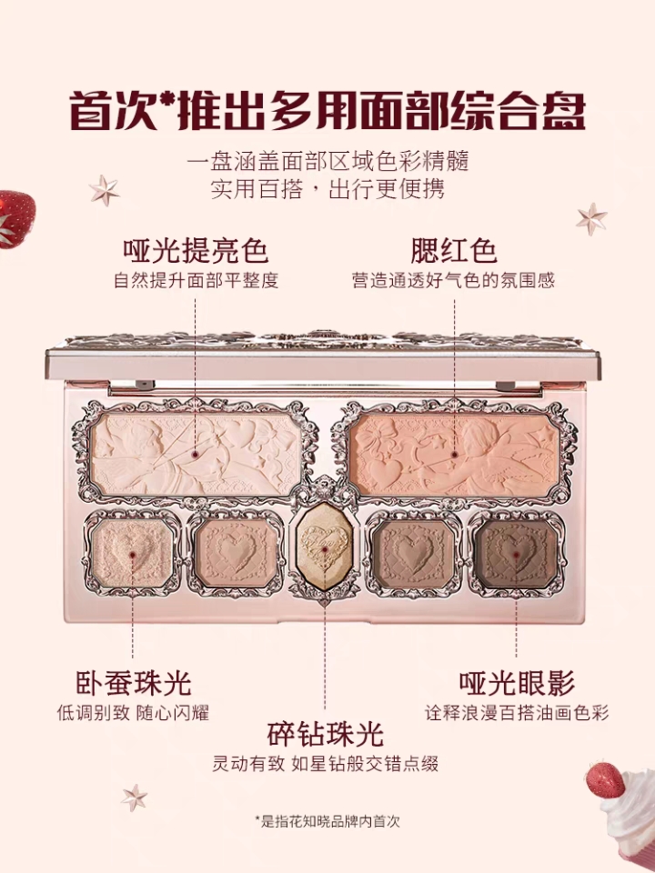 花知晓草莓丘比特面部综合盘腮红眼影高光旗舰店