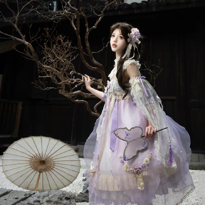 粉色还是紫色啊，打算冲蝶语的长款了，中华风的小裙子真的超级貌美 #lO #lo安利 #lo裙