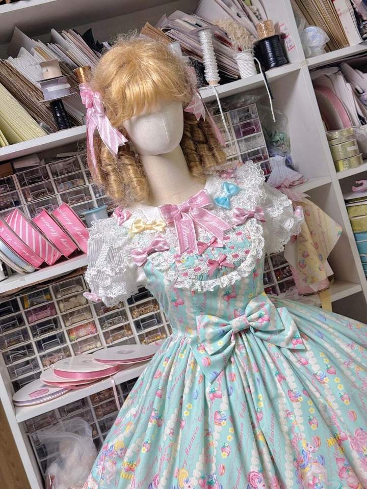 好显白的马卡龙配色，这个绶带的搭配真的很小偶像的感觉，薄荷色就很元气很显白