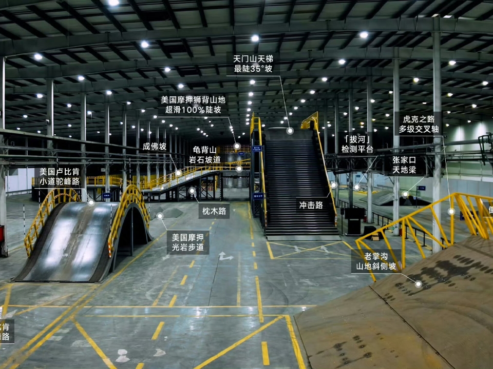 仰望U8硬核实力拉满，室内玩转极限越野！比亚迪综合越野开发中心首次开放！12000㎡专业场地复刻全球极限地形，用科学标准化测试，重新定义电驱越野新标杆。 #新能源汽车# #大V聊车#  仰望U8 2026款携易四方、云辇-P⁺、eTCS 2.0登场，天门山天梯、45°超滑坡上，坡停坡起从容不迫，全地形掌控力拉满！ 从机械越野到智能电驱，比亚迪用极致练兵场，打磨出硬核实打实的越野王者！