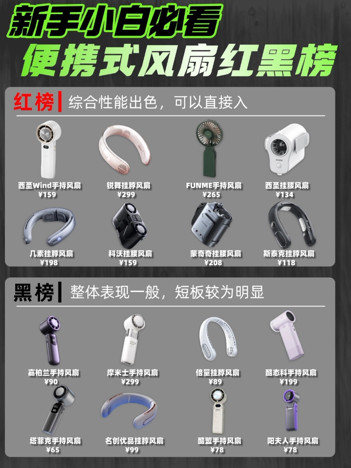 便携式风扇红黑榜