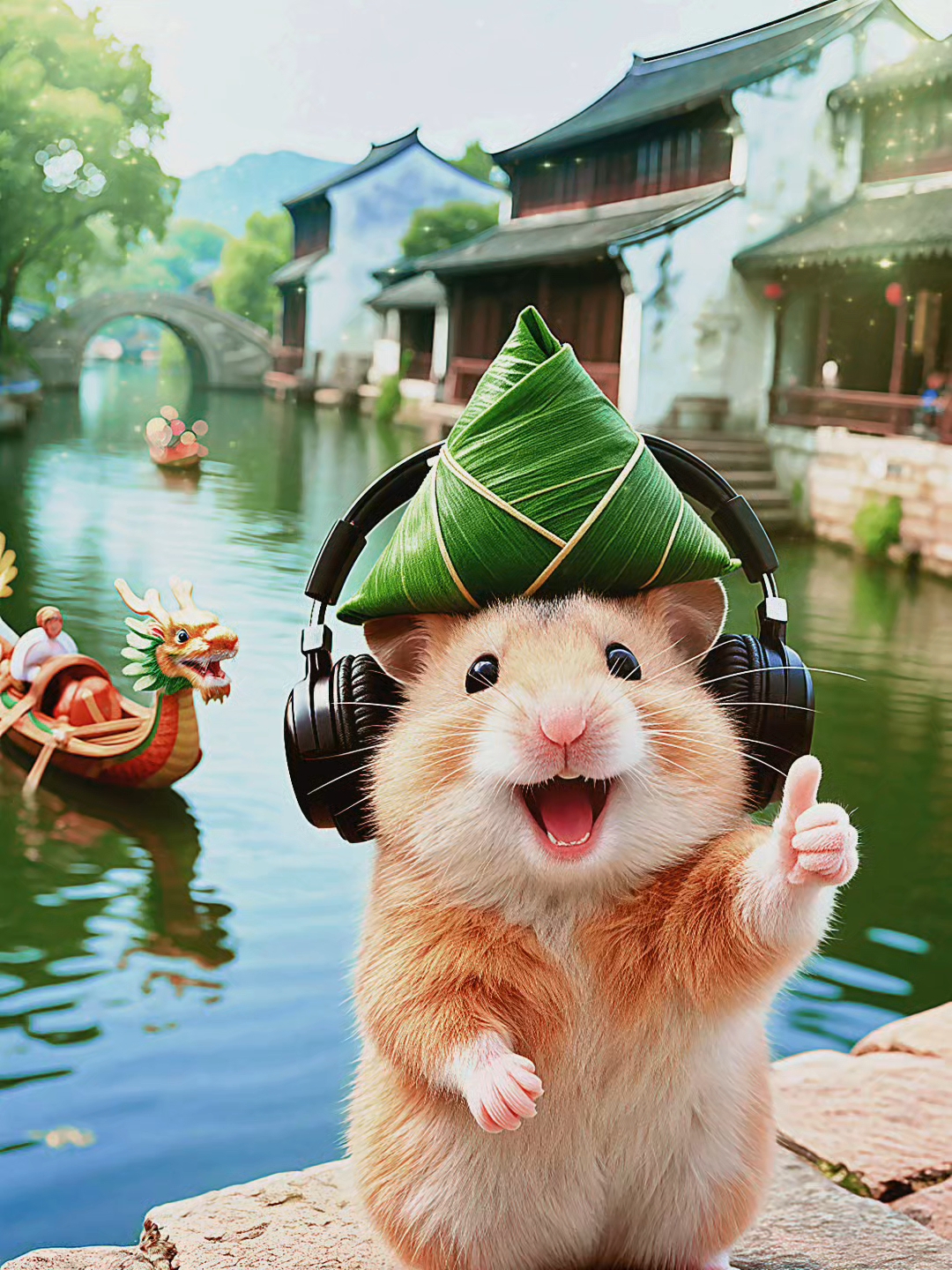 人!端午节鼠鼠我也去看龙舟啦!