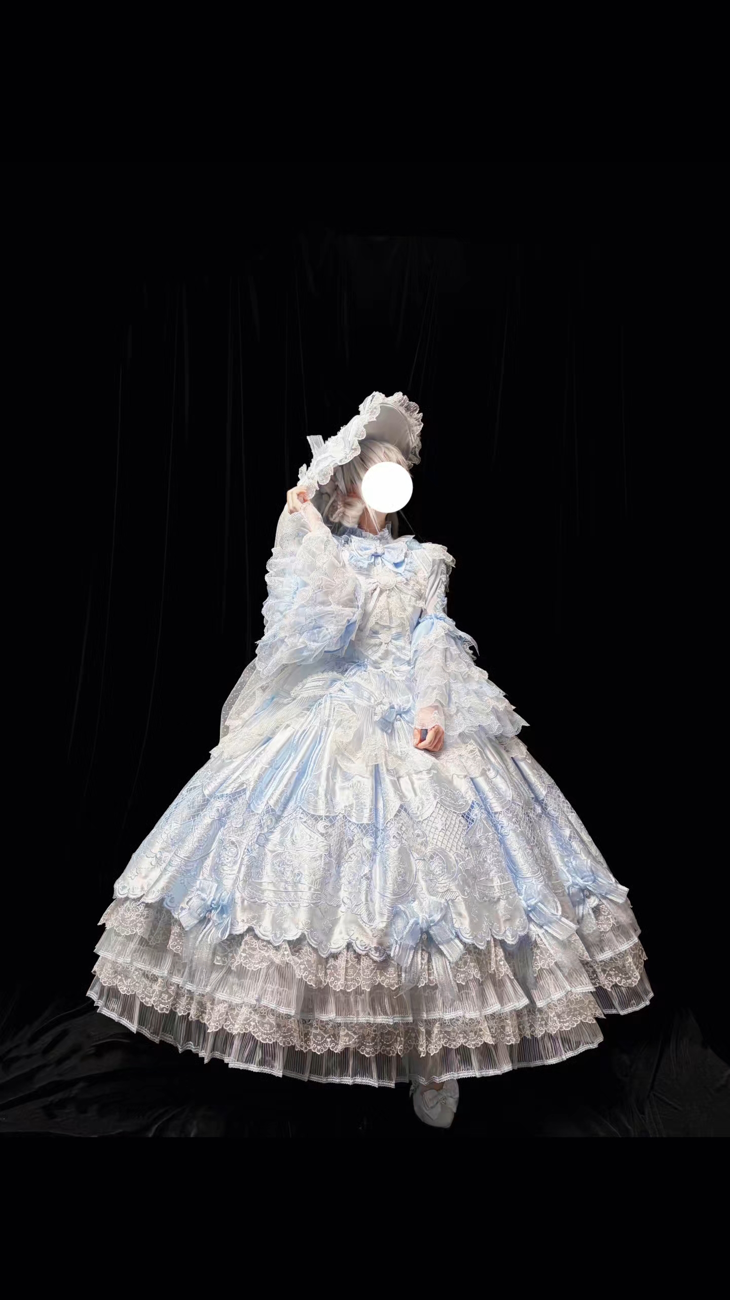 水色大花嫁是真的好貌美！ 长款是真的绝，水色真的好喜欢啊拒绝不了一点！