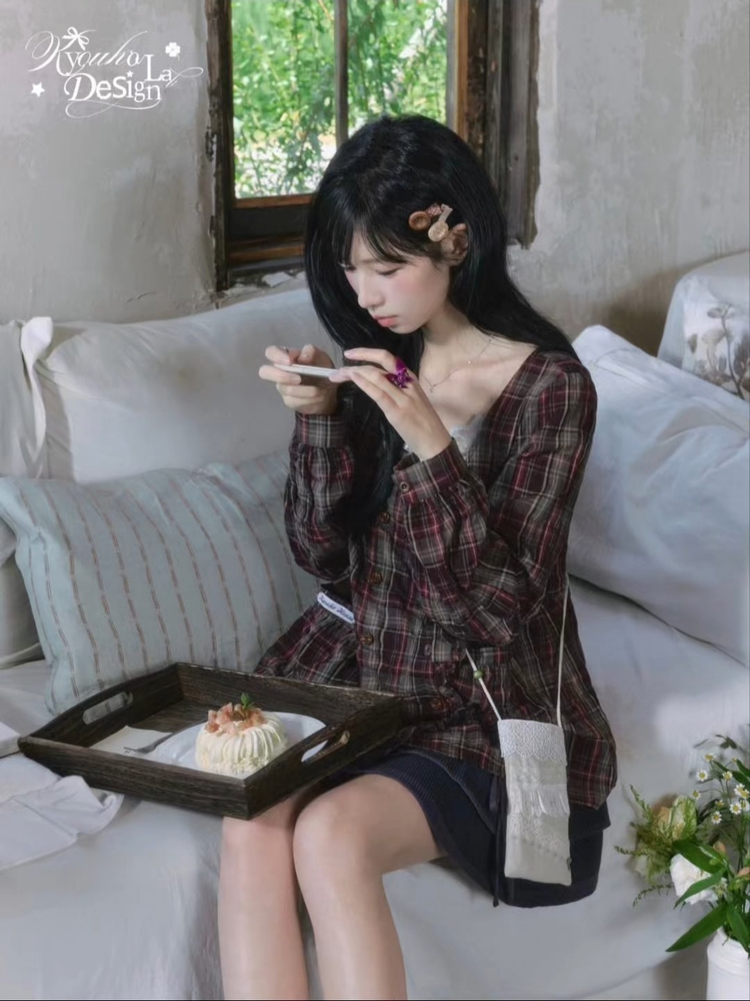 格子设计真的很有日杂感，这个配色看起来就很显白，搭配腰带就很显瘦