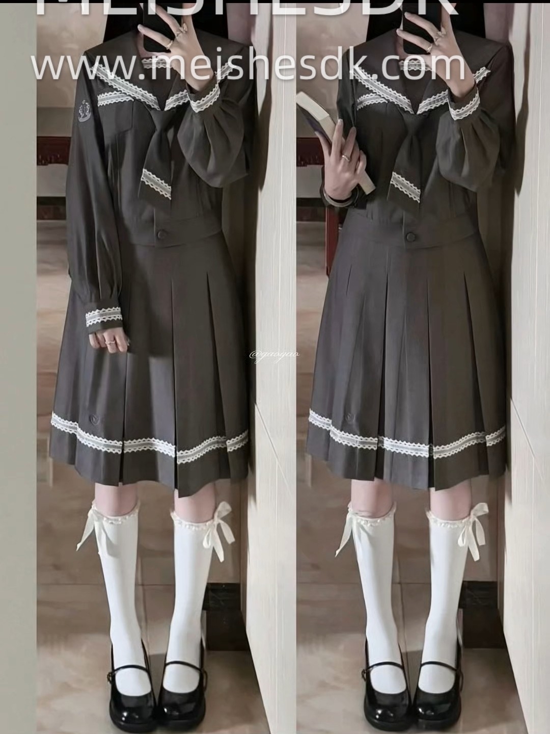 好适合秋天的水手服，这个配色是真的很显白了，长度也很遮肉肉很乖巧